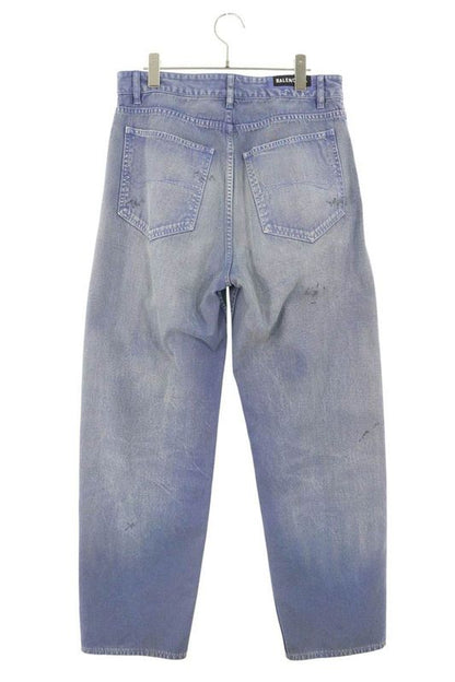 Balenciaga 786468 Tqw53 Graphic Washed Denim Pants Men's XS