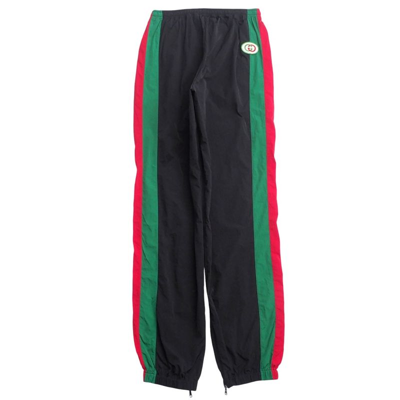 Gucci Oversized Nylon Track Pants Size S Sideline Webline GG Logo Patch Made In