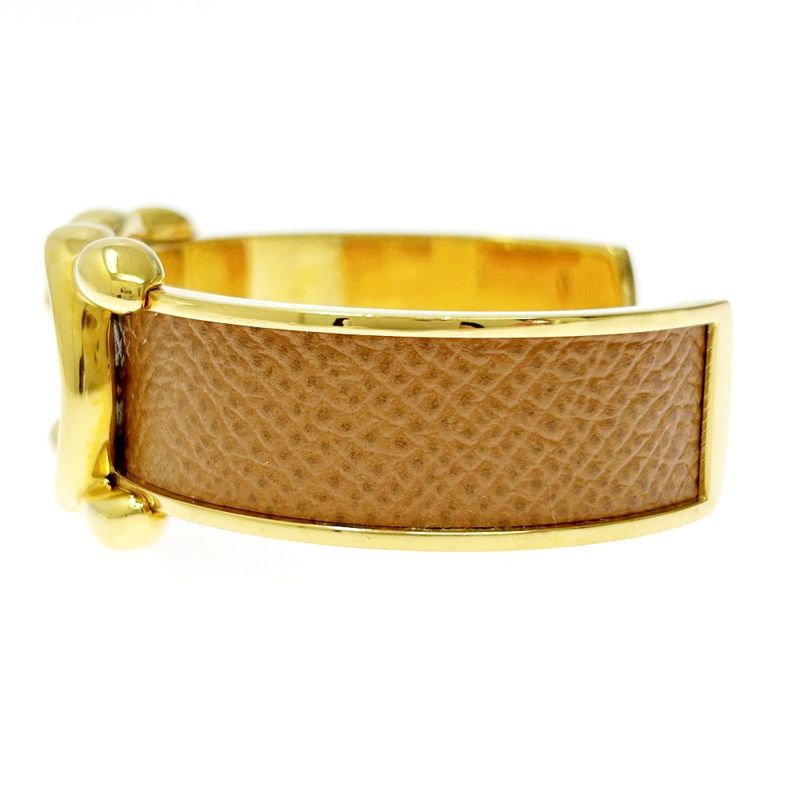 Hermes Leather GP Knot Bangle Women's Brown Gold 364000 Bangle
