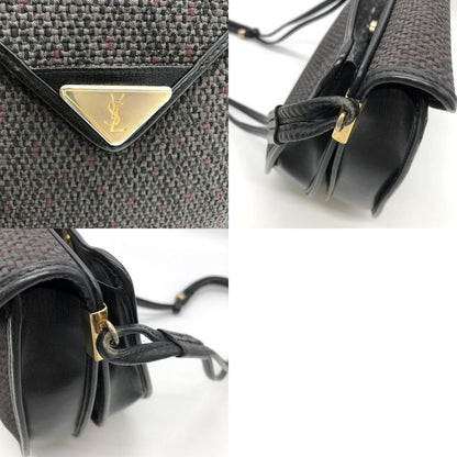 Saint Laurent Shoulder Bag Vintage Gray Pvc×leather Women Men