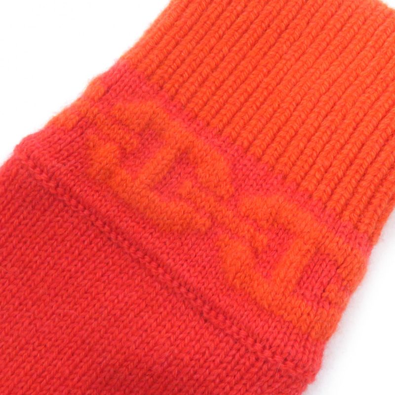 Hermes 23AW H232006g Heaven Cashmere 99% Chaine D'ancre Knit Gloves Orange S