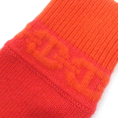 Hermes 23AW H232006g Heaven Cashmere 99% Chaine D'ancre Knit Gloves Orange S
