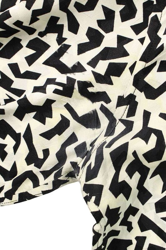 Saint Laurent Paris 646850 Y2d14 Printed Silk Long Sleeve Shirt Men's 38