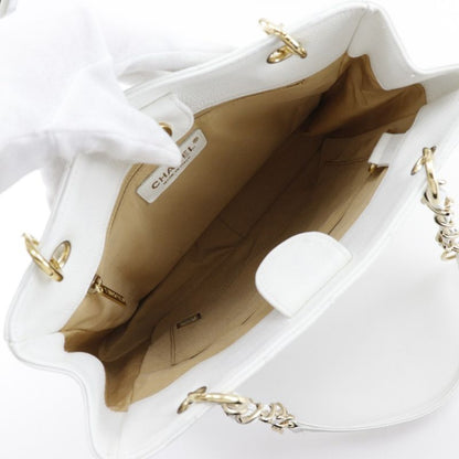 Chanel PST Chain Tote Caviar Skin White Women Shoulder Bag