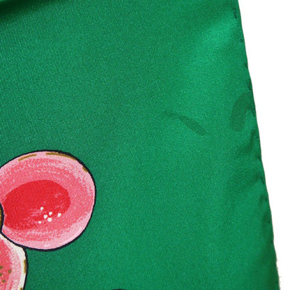 Chanel Silk Scarf Green Flower Floral Pattern Butterfly Coco Mark