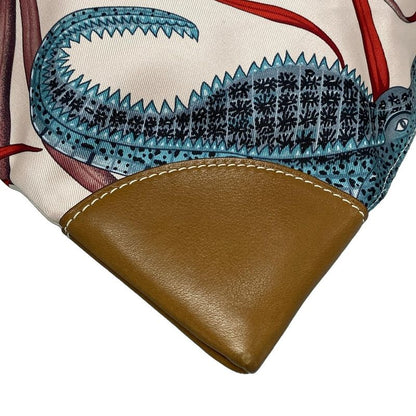 Hermes Shoulder Bag Silky City MM Light Pink X Gray X Multi Animal Print Silk