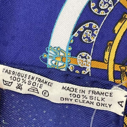 Hermes Carree 90 FEUX D'artifice Artisanal Fire Silk Scarf Navy