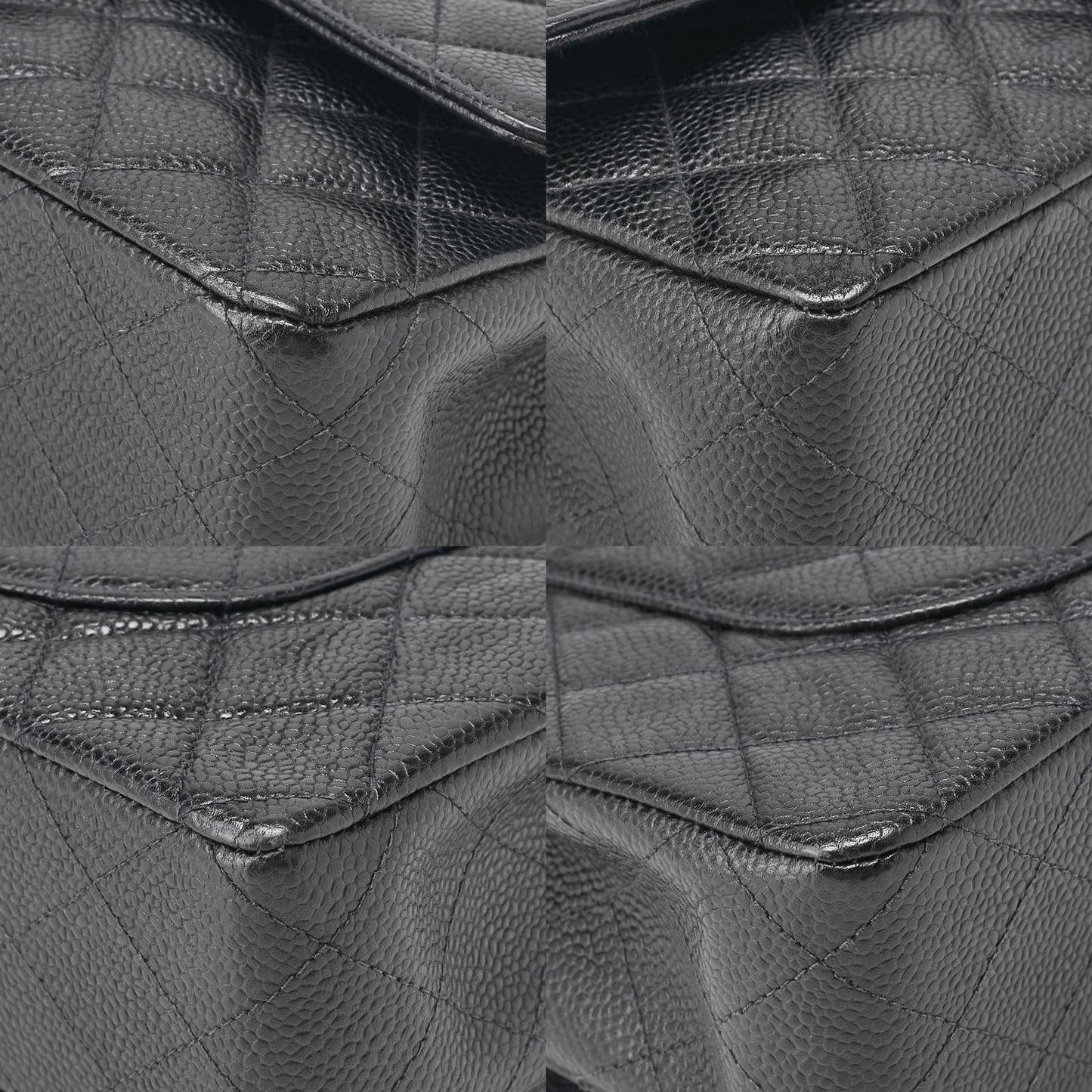 Chanel Matelasse Double Flap 25cm (984in) Chain Shoulder Caviar Skin Black