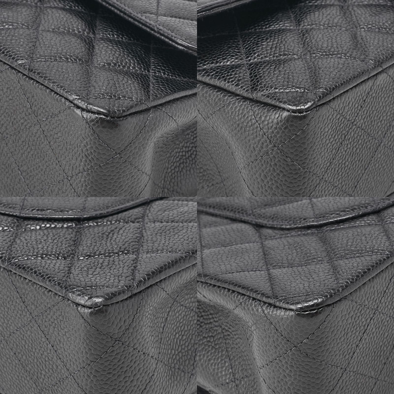 Chanel Matelasse Double Flap 25cm (984in) Chain Shoulder Caviar Skin Black