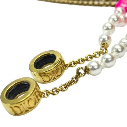 Christian DIOR Airpods Holder Necklace Airpods Holder Chain Logo Faux Pearl GP