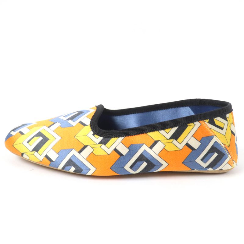 Gucci Geometric G All Over Logo Satin Room Shoes In Orange 37 With Box And