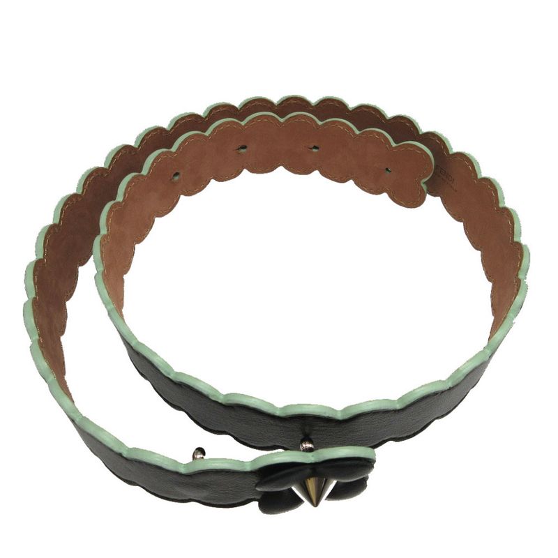 Fendi Flower Motif Leather Black 75 Belt 0753 Fendi