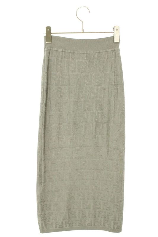 Fendi Fzq598 ABWQ Zucca Pattern Knit Long Skirt Women 38