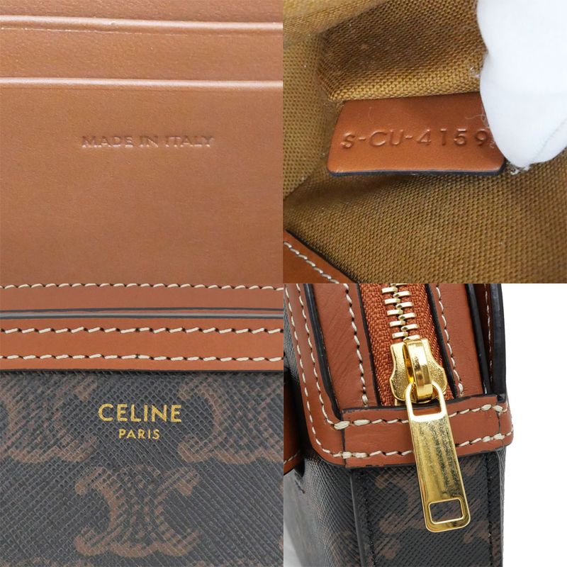 Celine Belt Bag Triomphe Body Brown Tan Canvas 19267 Women's Men's