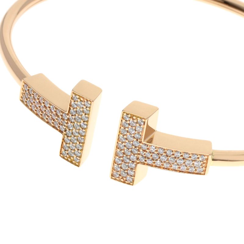 Tiffany & Co T-wire Wide Large Bracelet 18K Pink Gold Ladies