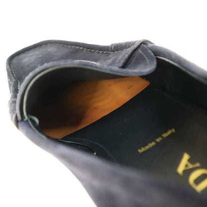 Prada Logo Plate Suede Leather Square Toe Loafer Shoes 2dc226 Navy 10
