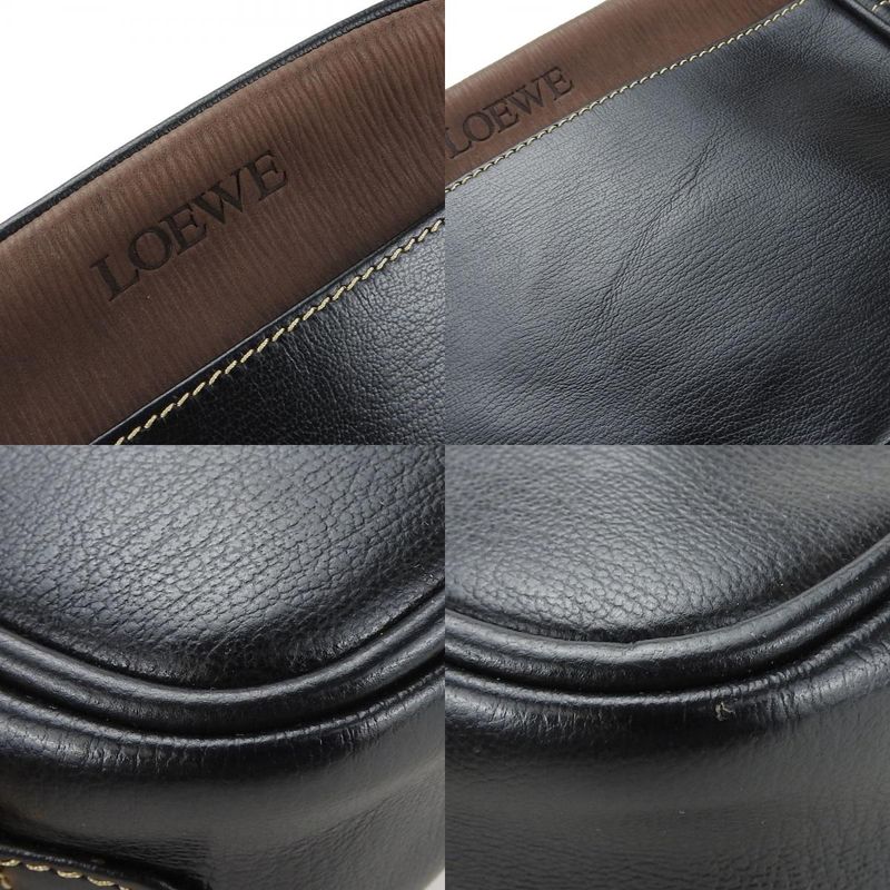 Loewe Shoulder Bag Velasquez Leather Black Brown Gold Hardware Crossbody Chic