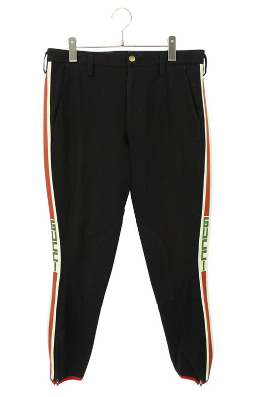 Gucci 18SS 495695 Z7576 Side Logo Line Gabardine Stretch Long Pants Men's 48