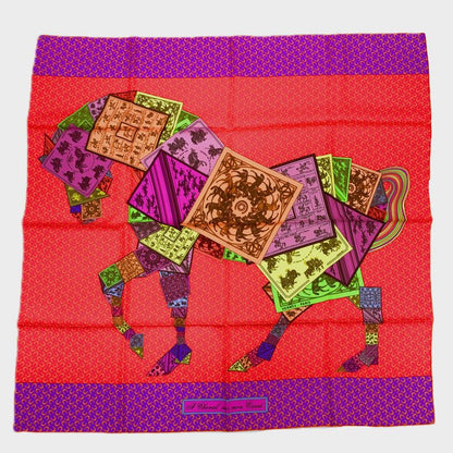 Hermes Carre 90 Cheval SUR MON Carre On Horseback Scarf 100% Silk
