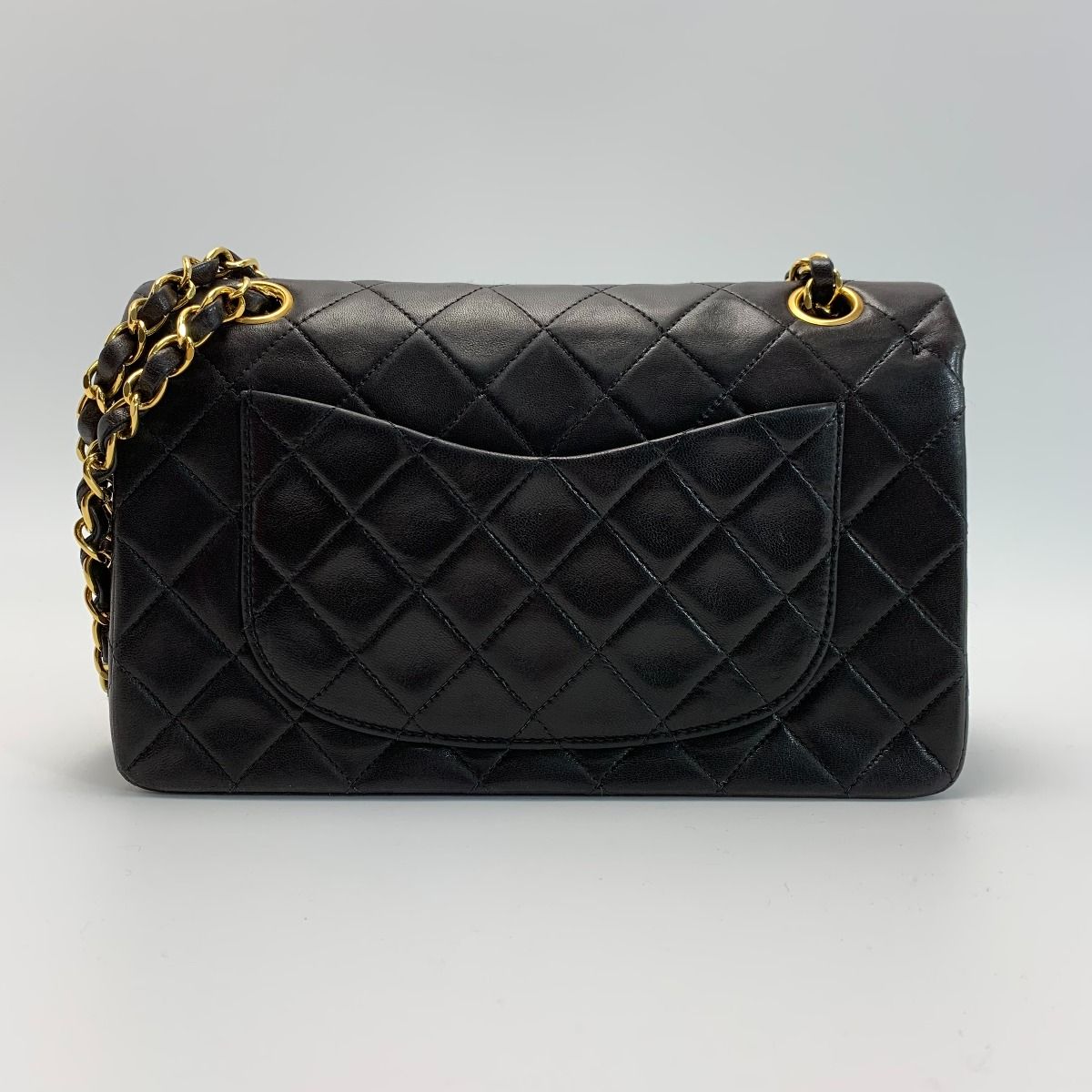 Chanel Matelasse Double Flap Lambskin Black Chain Shoulder Bag