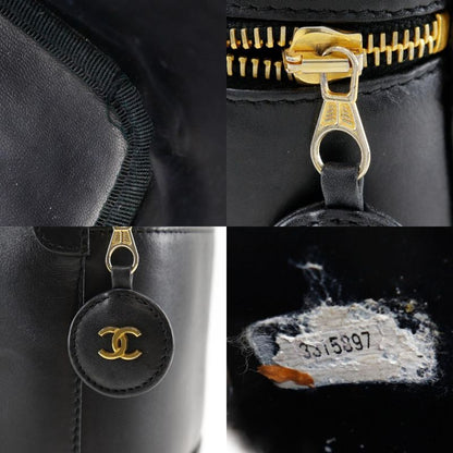 Chanel Vanity Handbag Vintage Lambskin Black Ladies Pouch