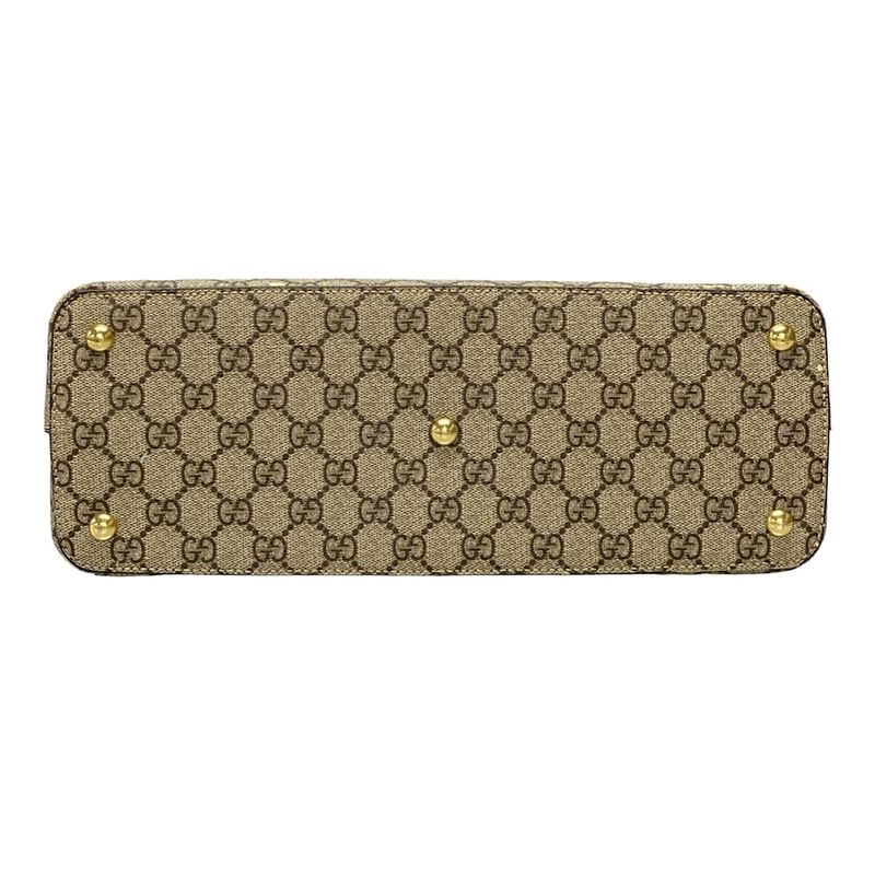 Gucci Handbag - 409534 Dark Brown And Beige Leather