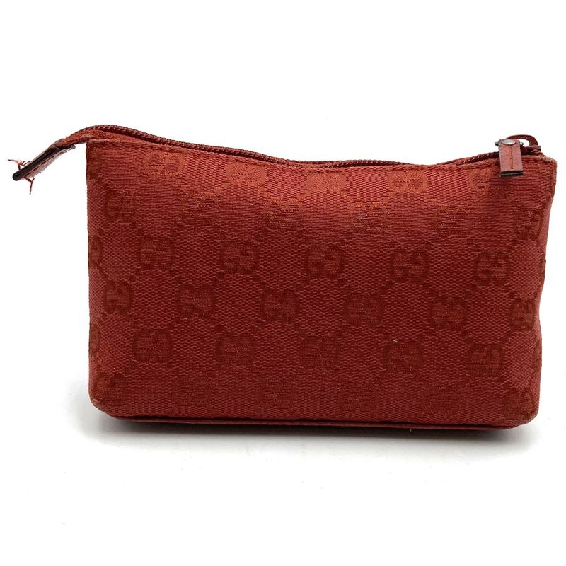 Gucci 115237 Pouch Small Makeup Pouch Makeup Case GG Canvas Red Women's Fashion