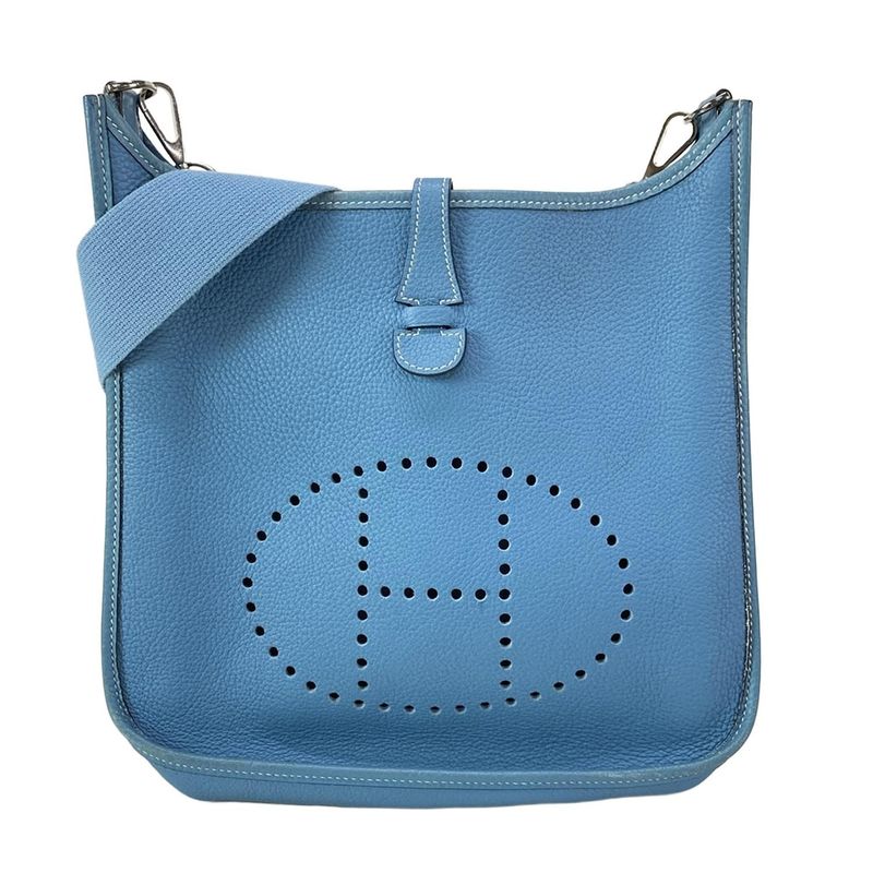 Hermes Shoulder Bag Evelyndu PM Blue Jean Silver Hardware