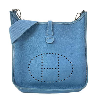 Hermes Shoulder Bag Evelyndu PM Blue Jean Silver Hardware