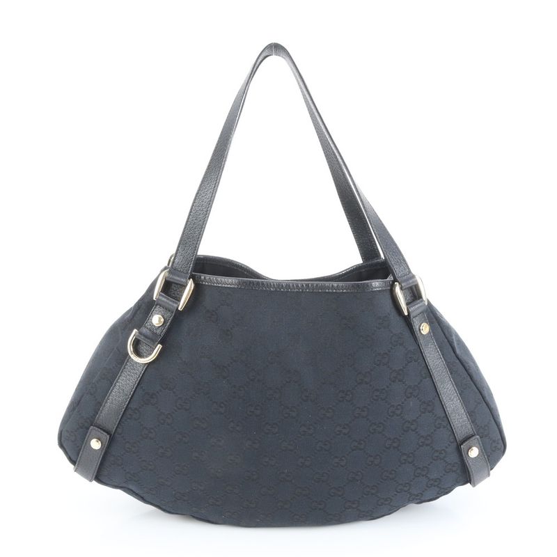 Gucci GG Canvas Abby Leather Tote Bag Shoulder Hand 130736 Black Women's ERE