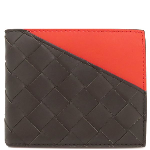 Bottega Veneta Bifold Wallet Intrecciato Calf Brown and Orange Brown 619390vcpq7