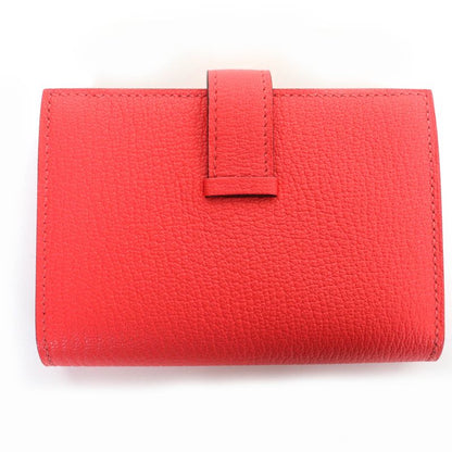 Hermes Bearn Mini Chevre Rose Texas Silver Hardware Mini Wallet Fold Wallet