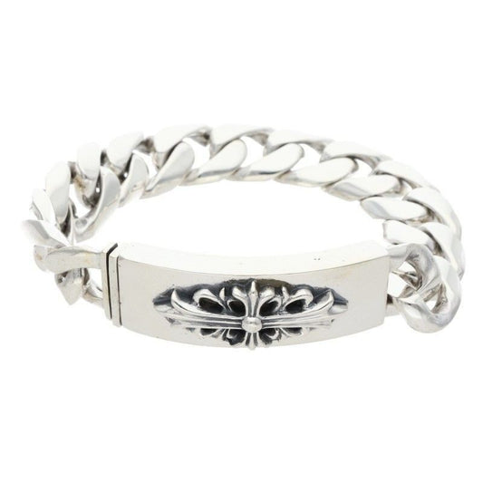 Chrome Hearts ID Floral Crs Cross ID Classic Vintage Silver Bracelet