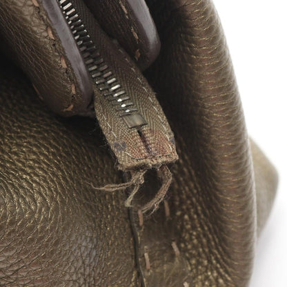 Fendi Handbageria Doctor's Bag Metallic Khaki Leather Handbag — view 5
