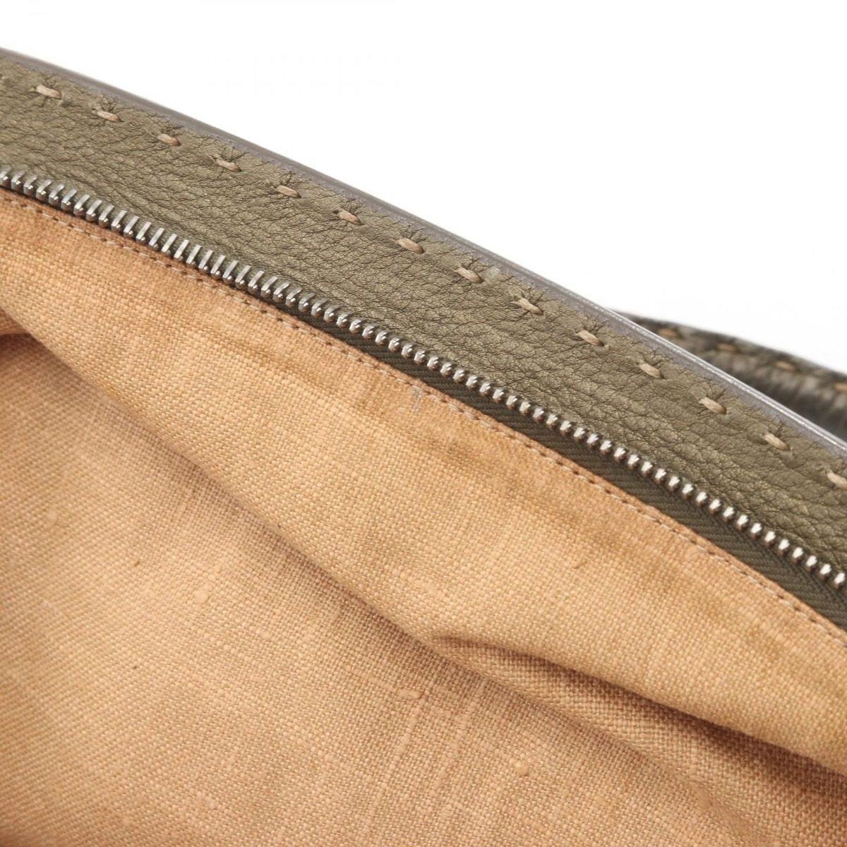 Fendi Handbageria Doctor's Bag Metallic Khaki Leather Handbag — view 9