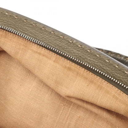 Fendi Handbageria Doctor's Bag Metallic Khaki Leather Handbag — view 9