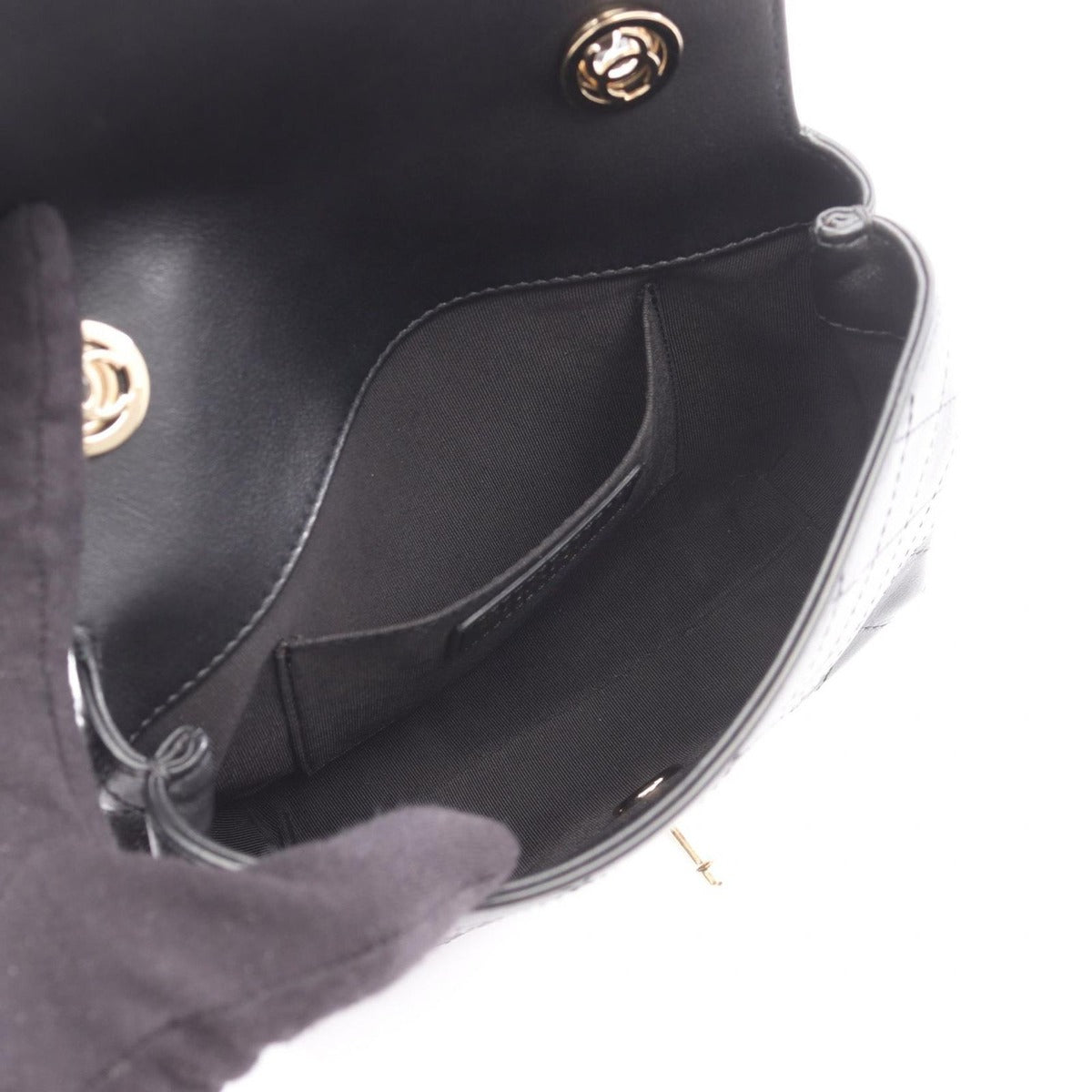 Chanel Shoulder Bag Mini Quilted Black Leather Small Flap — view 3