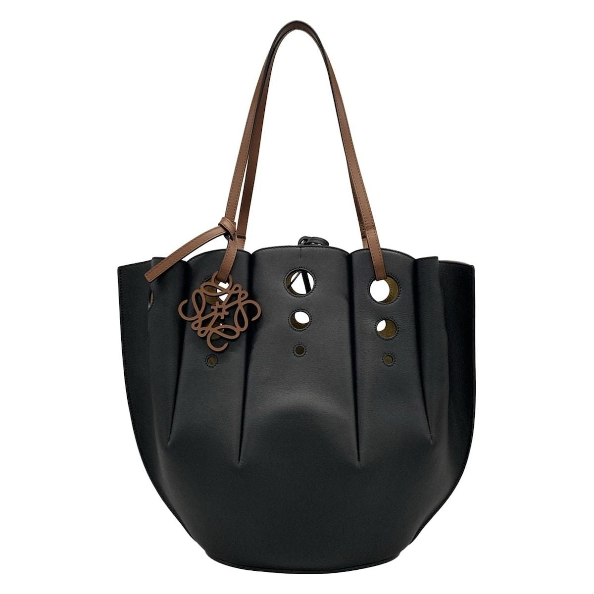 Loewe Tote Shell Black Brown Leather
