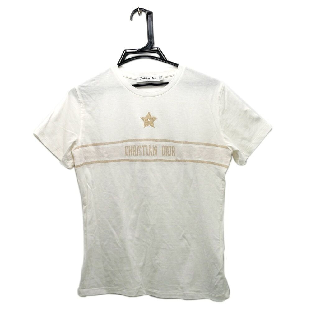 Dior T-Shirt Logo Band Star Motif S White Gold
