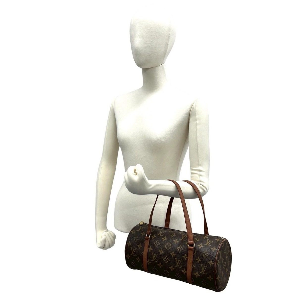 Louis Vuitton Papillon 30 Monogram Leather Drum Boston Bag Brown — view 2