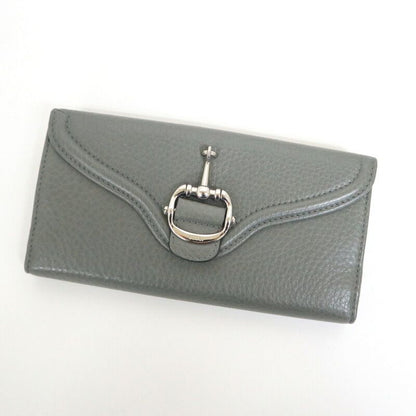 Gucci Horsebit Hook Wallet Leather Moss Gray Silver