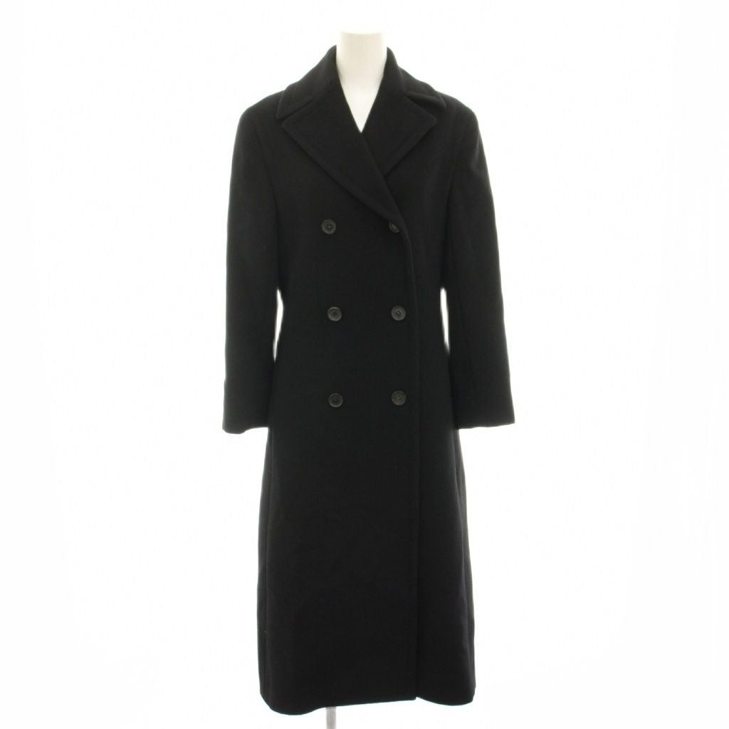 Celine Double Breasted Coat Long Cashmere 36 Black YT