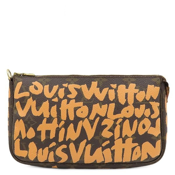 Louis Vuitton Pouch Pochette Accessoires Monogram Canvas Graffiti Peach Gold