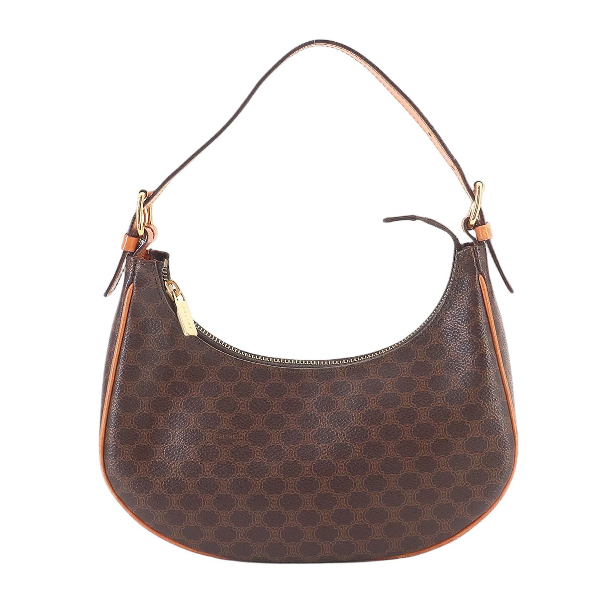 Celine Macadam Hand Bag Leather Brown Gold Vintage