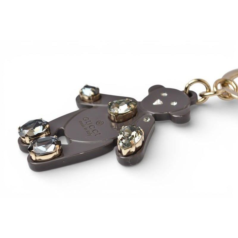 Gucci Key Ring Holder Charm Teddy Bear Swarovski Rhinestone Gray — view 4