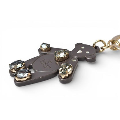 Gucci Key Ring Holder Charm Teddy Bear Swarovski Rhinestone Gray — view 4