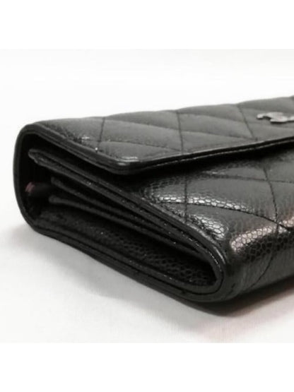 Chanel CC Classic Caviar Flap Wallet Chain Shoulder Crossbody Black