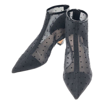 Christian Dior Polka Dot Mesh Heel Boots Kcm172 Black 36