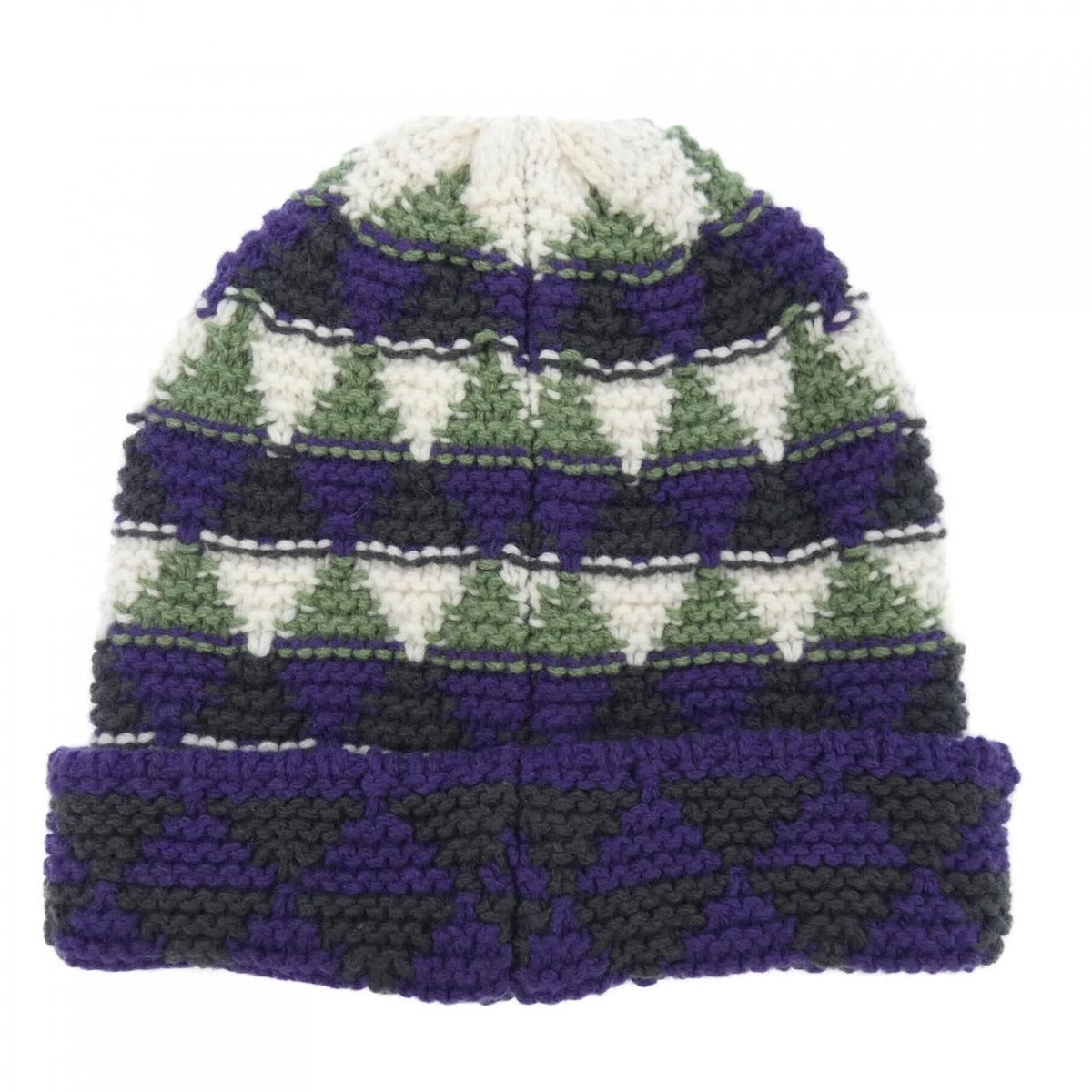 Prada Triangle Logo Knit Cap Purple Green Beige — view 2