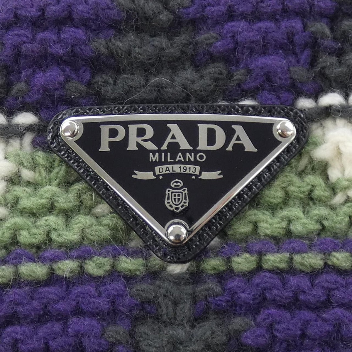 Prada Triangle Logo Knit Cap Purple Green Beige — view 4
